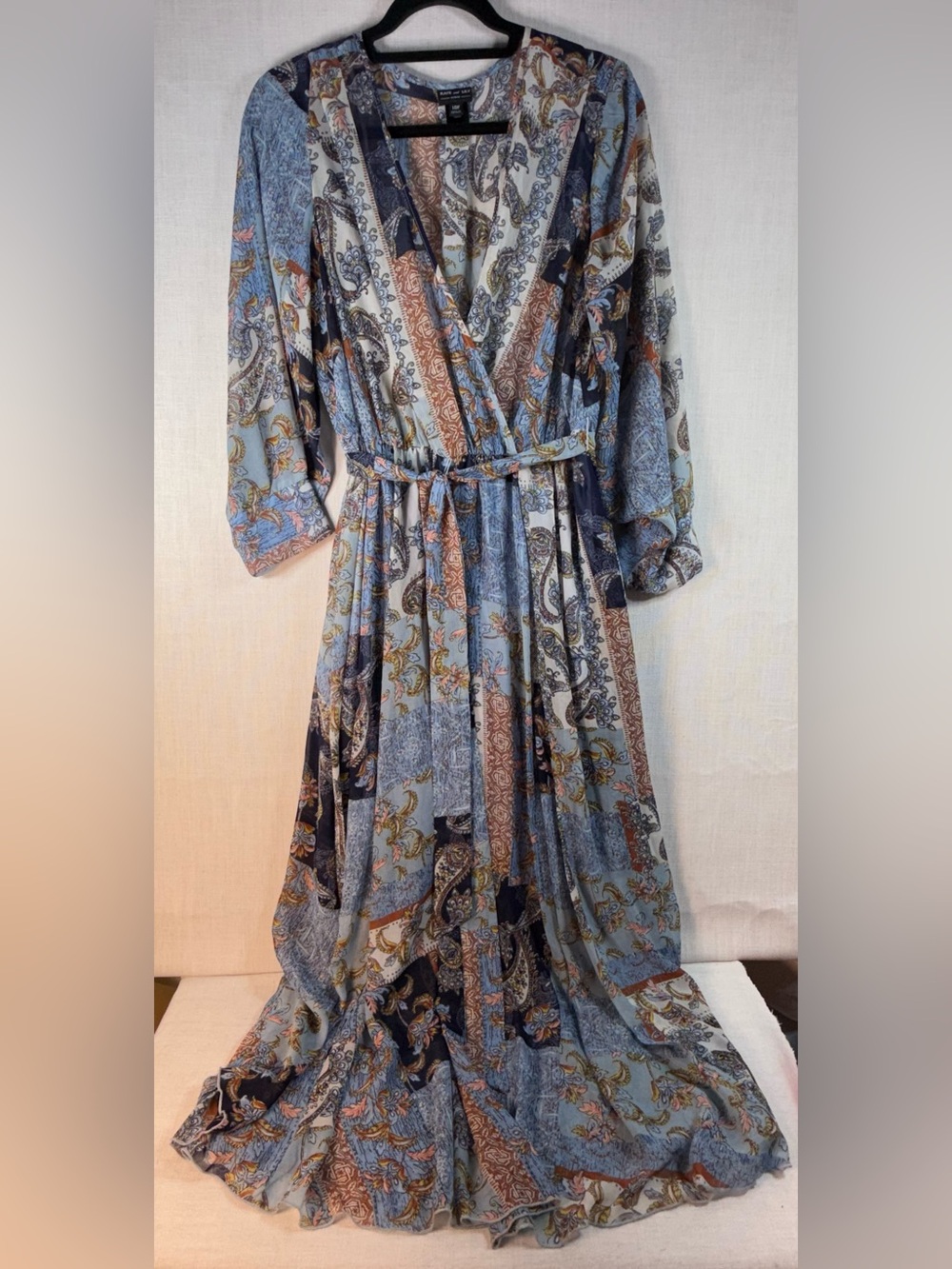 Boho Paisley Wrap Maxi Dress in Blue by H&M